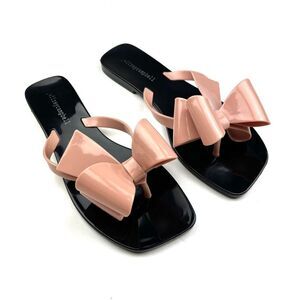 SALE Jeffrey Campbell Sugary Blush Shiny Bow Rubber Thong Sandals size 8